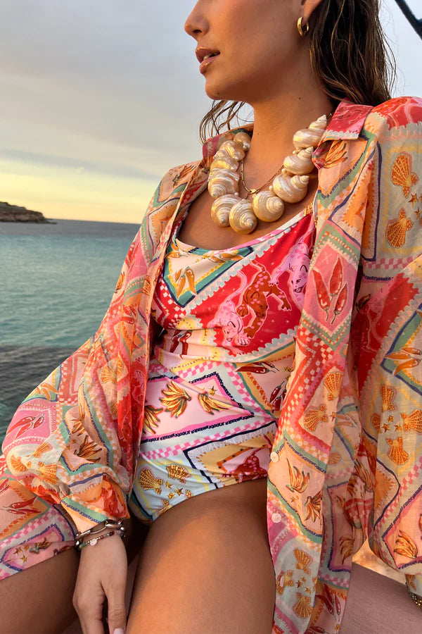 Load image into Gallery viewer, Tropical Tile Oversized Shirt
