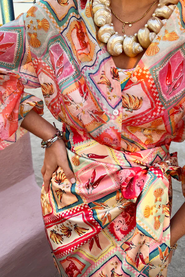 Tropical Tile Oversized Shirt
