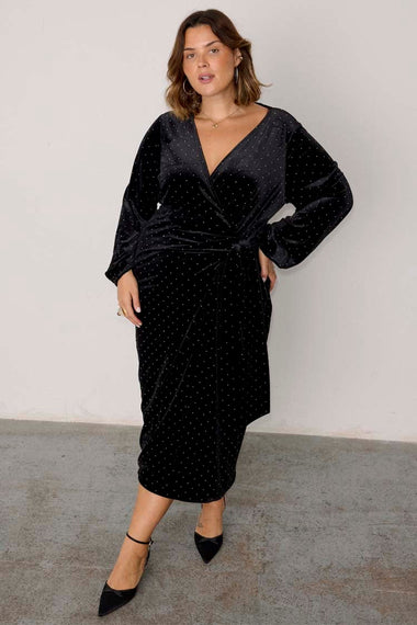 Black Velvet Midi Vienna Dress - Dress