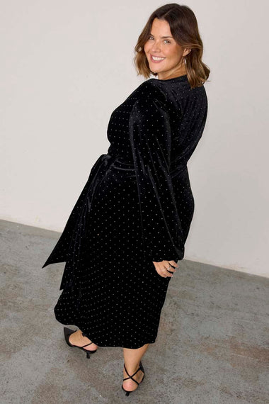 Black Velvet Midi Vienna Dress - Dress