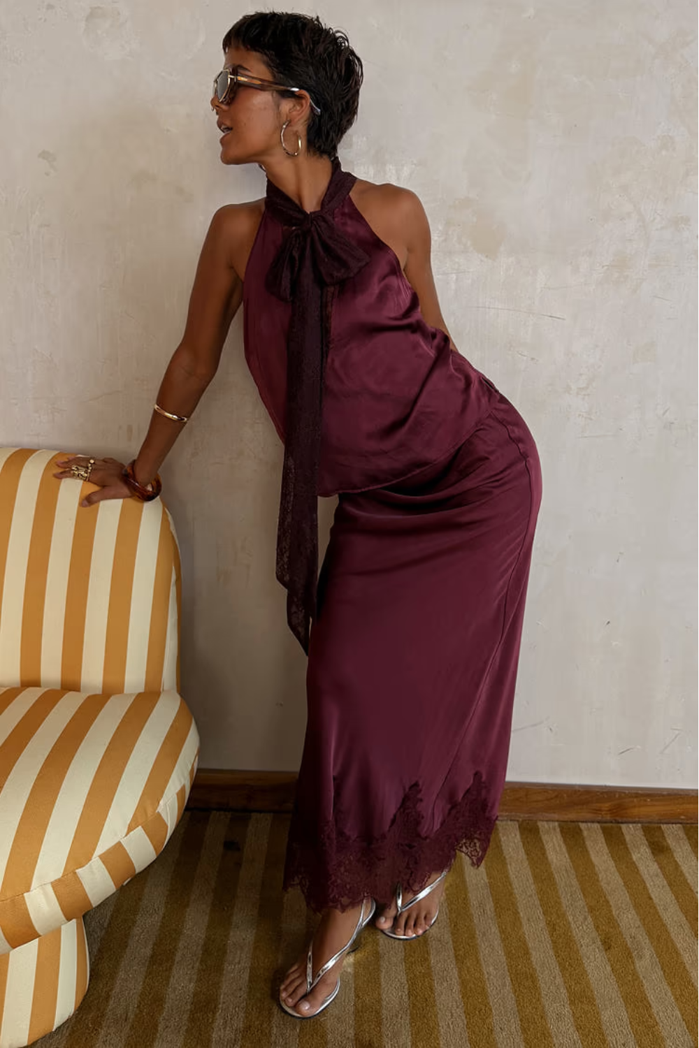Load image into Gallery viewer, Burgundy Maeva Skirt
