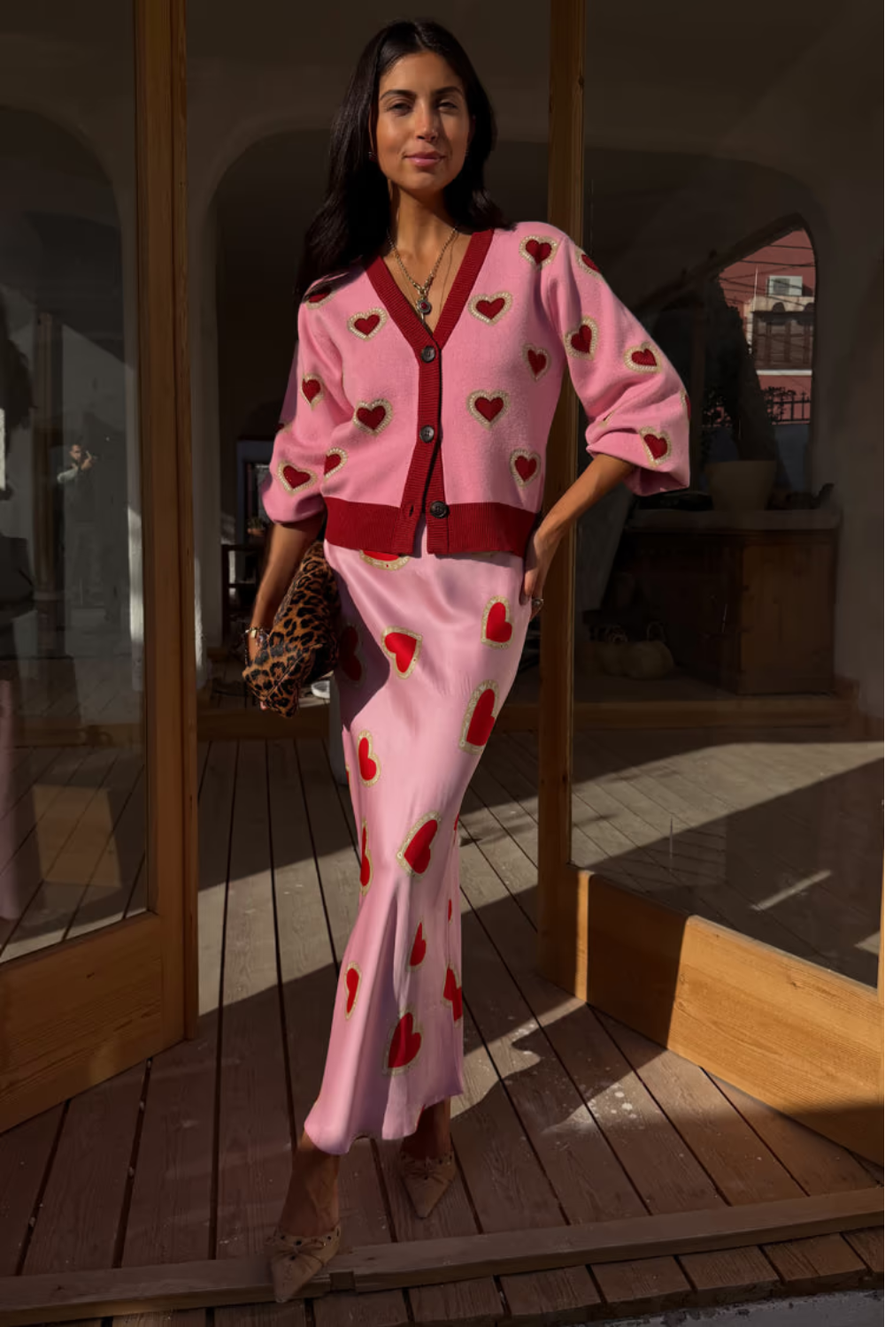 Load image into Gallery viewer, Pink Hearts Cardigan
