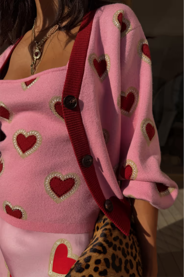 Pink Hearts Cardigan