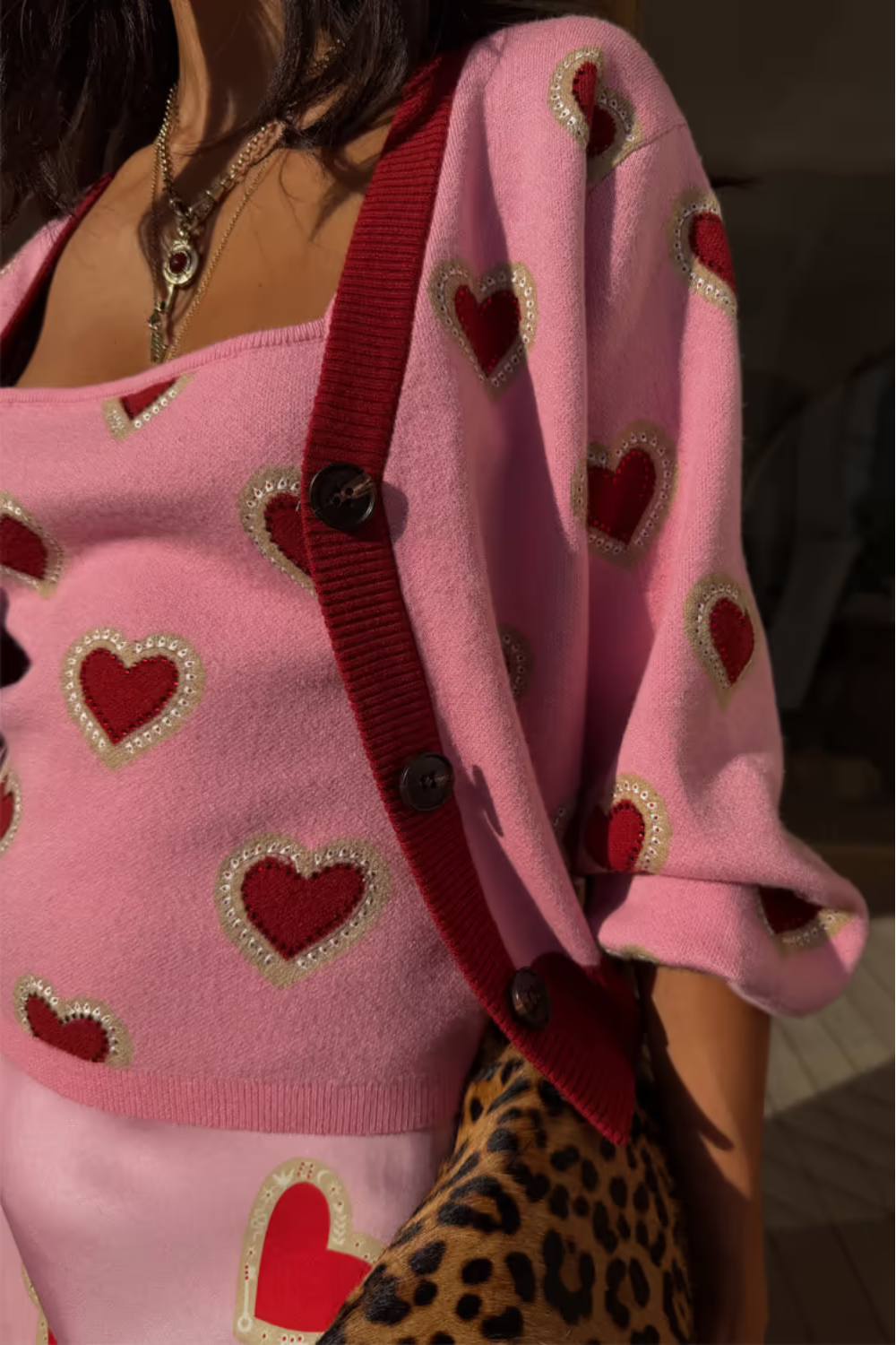 Load image into Gallery viewer, Pink Hearts Cardigan
