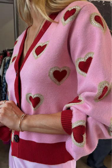 Pink Hearts Cardigan