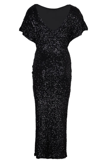 Black Sequin Bow Dress
