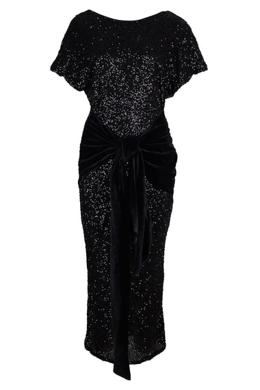 Black Sequin Bow Dress