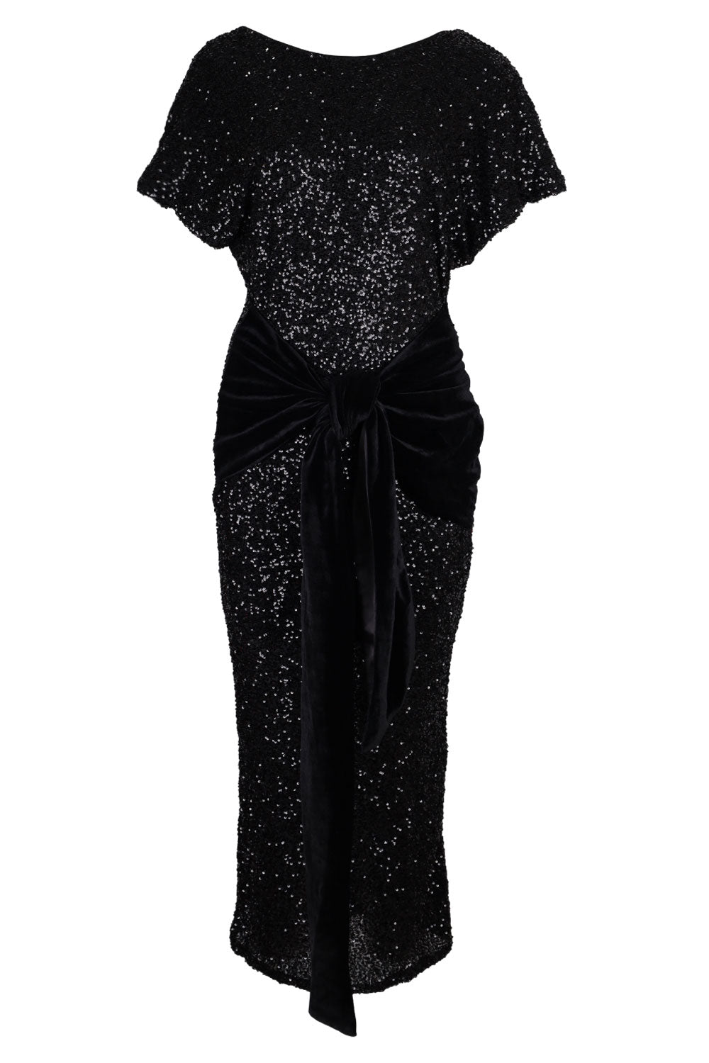 Load image into Gallery viewer, Black Sequin Bow Dress
