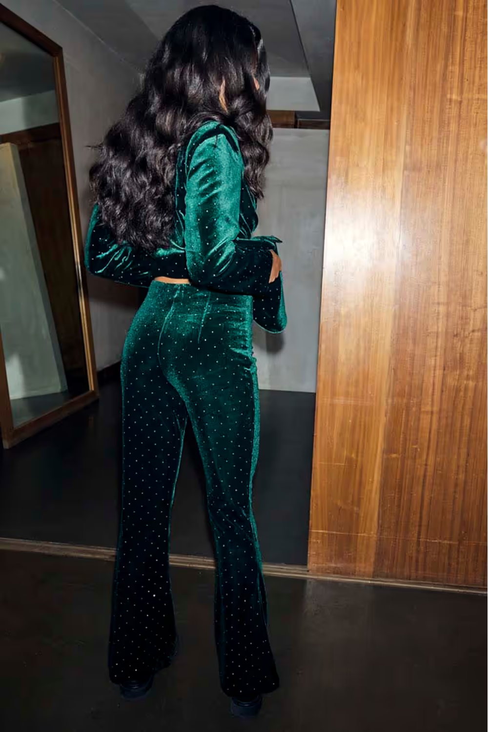 Load image into Gallery viewer, Emerald Velvet Trousers
