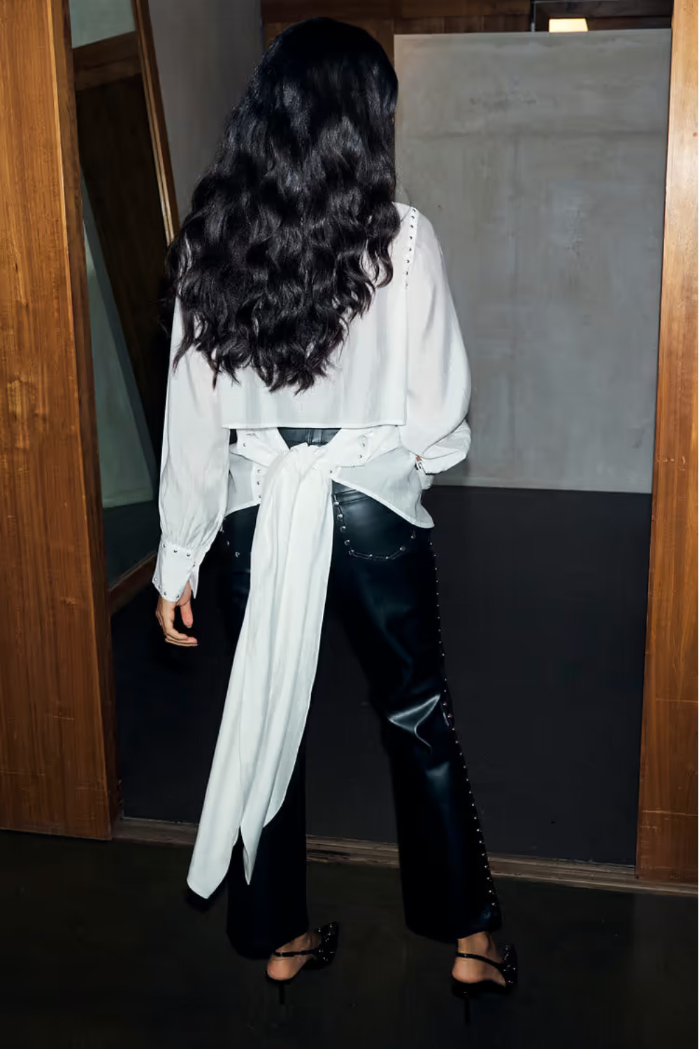 Load image into Gallery viewer, White Studded Tie Back Shirt
