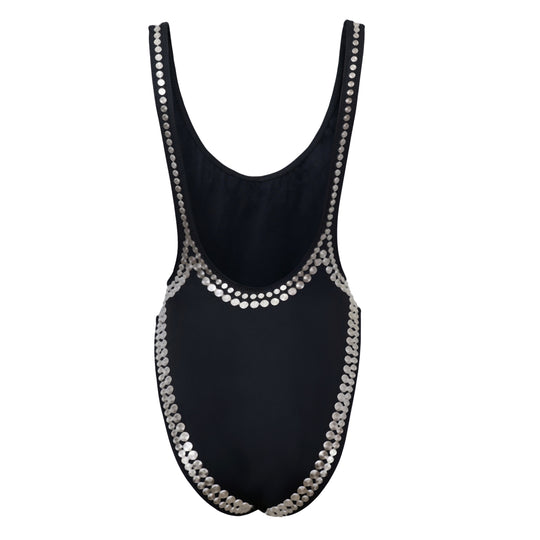 Load image into Gallery viewer, Black Scoop Back Swimsuit
