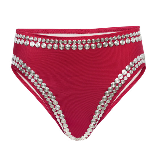 Load image into Gallery viewer, High Leg Bikini Bottoms in Red
