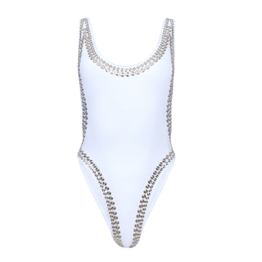 Scoop Neck One Piece Swimsuit in White