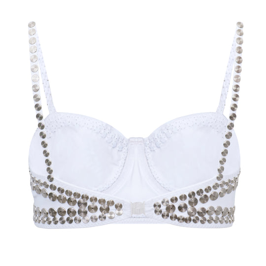 Load image into Gallery viewer, Back Clasp Bikini Top in White
