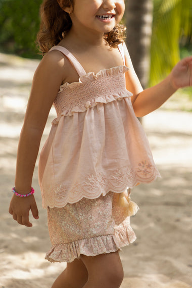 Olivia Blouse and Shorts Set Pink Sand