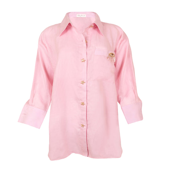 Linen Shirt With Eye Pink