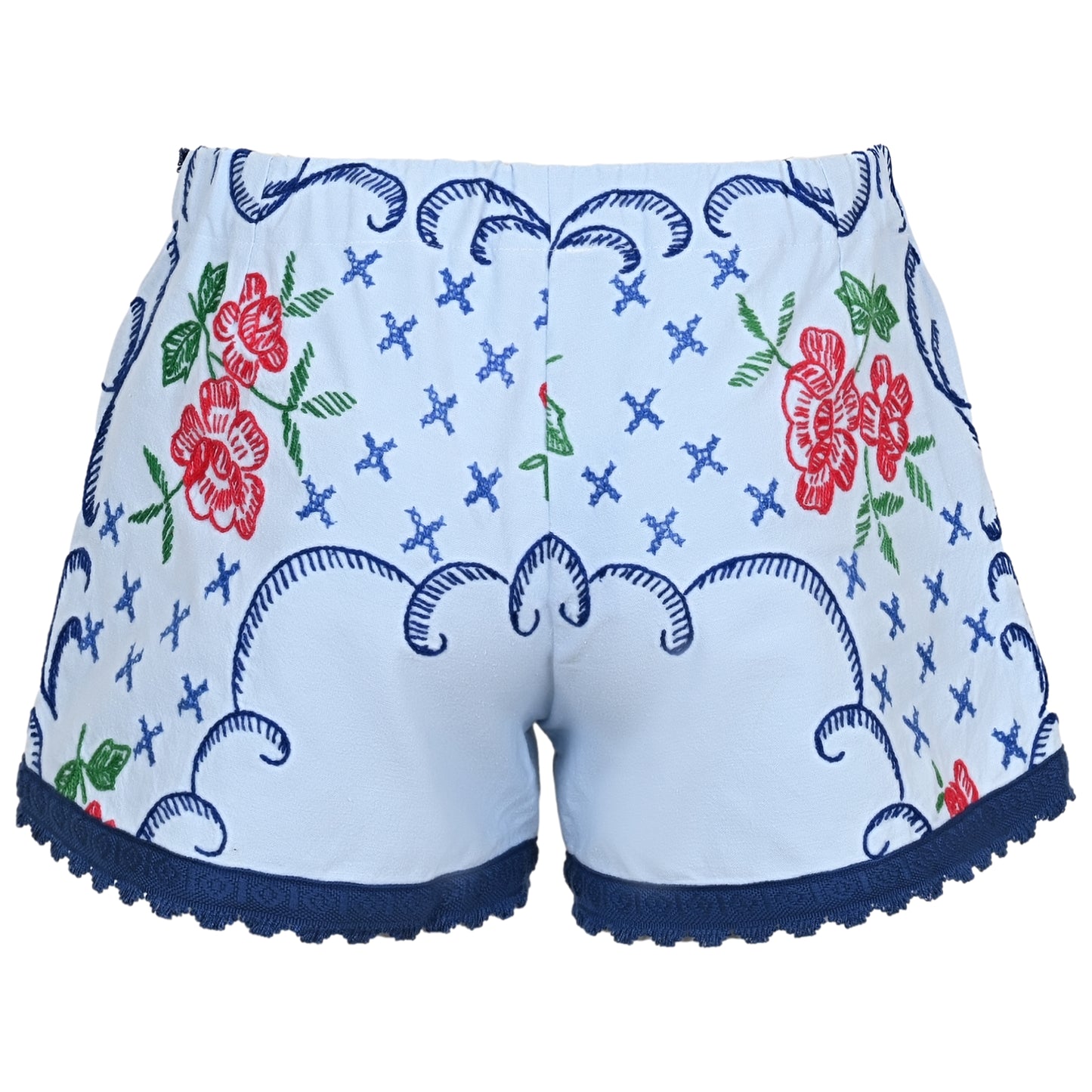 Load image into Gallery viewer, Orsina Cotton Shorts Blue Base Floral XS - Shorts
