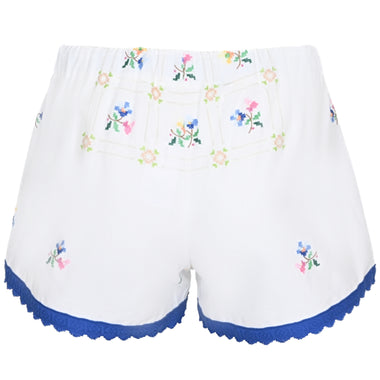 Orsina Cotton Shorts Blue Trim Square Print S - Shorts