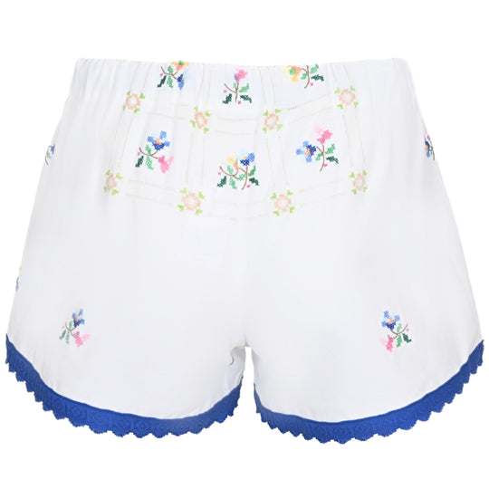Orsina Cotton Shorts Blue Trim Square Print S - Shorts