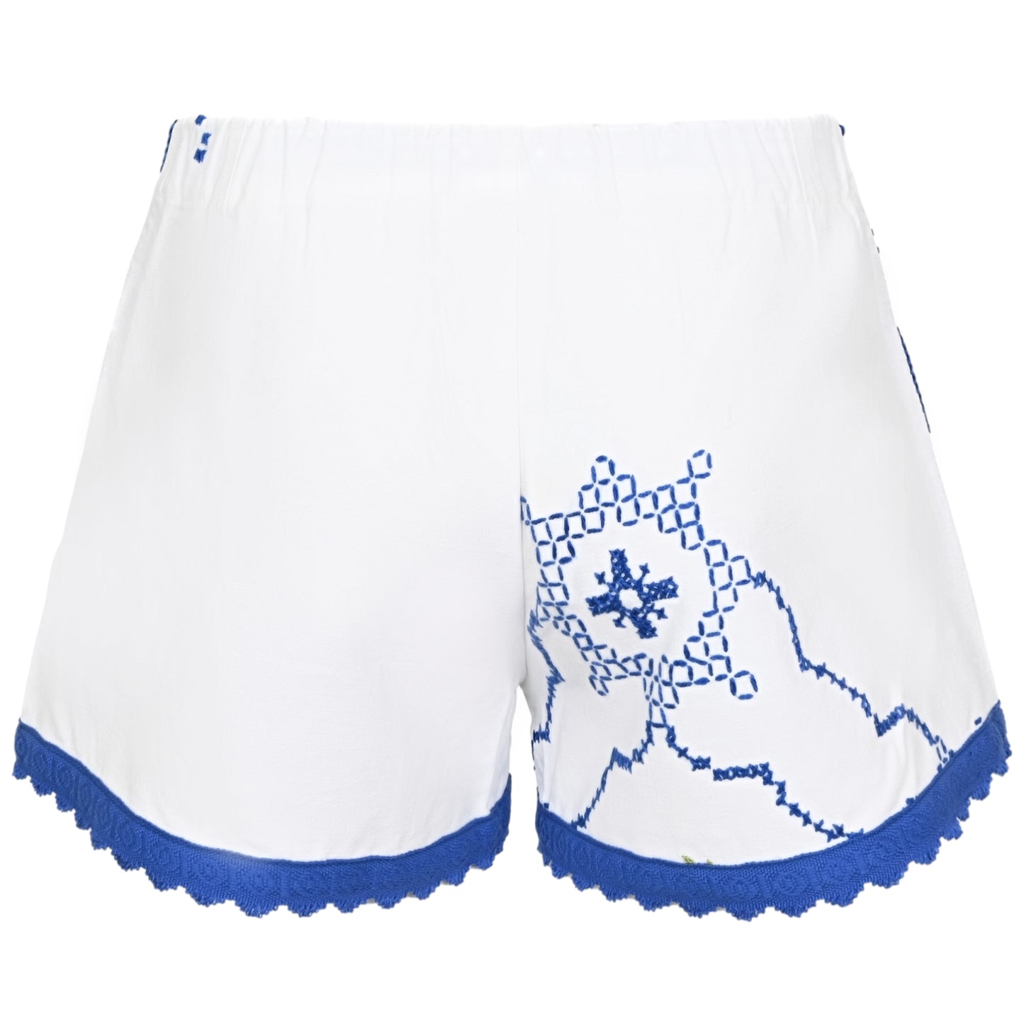 Load image into Gallery viewer, Orsina Cotton Shorts Blue Trim Floral Multi XS - Shorts
