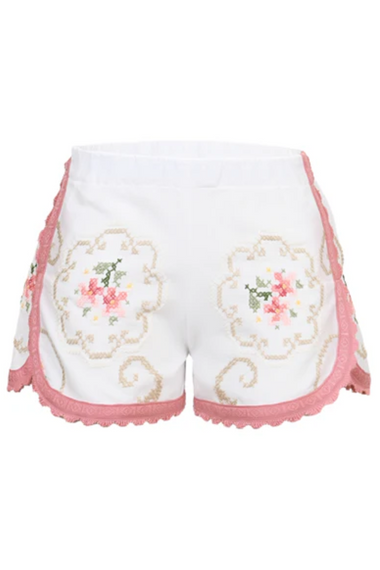 Orsina Cotton Shorts Coral Trim Floral Print XS