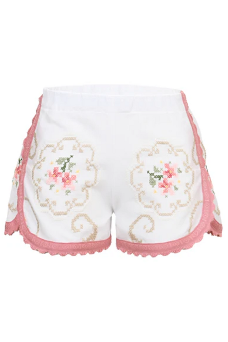 Orsina Cotton Shorts Coral Trim Floral Print XS