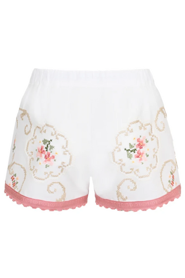 Orsina Cotton Shorts Coral Trim Floral Print XS