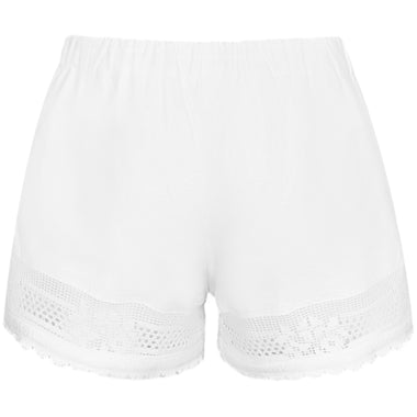 Orsina Cotton Shorts Full White Lace S - Shorts