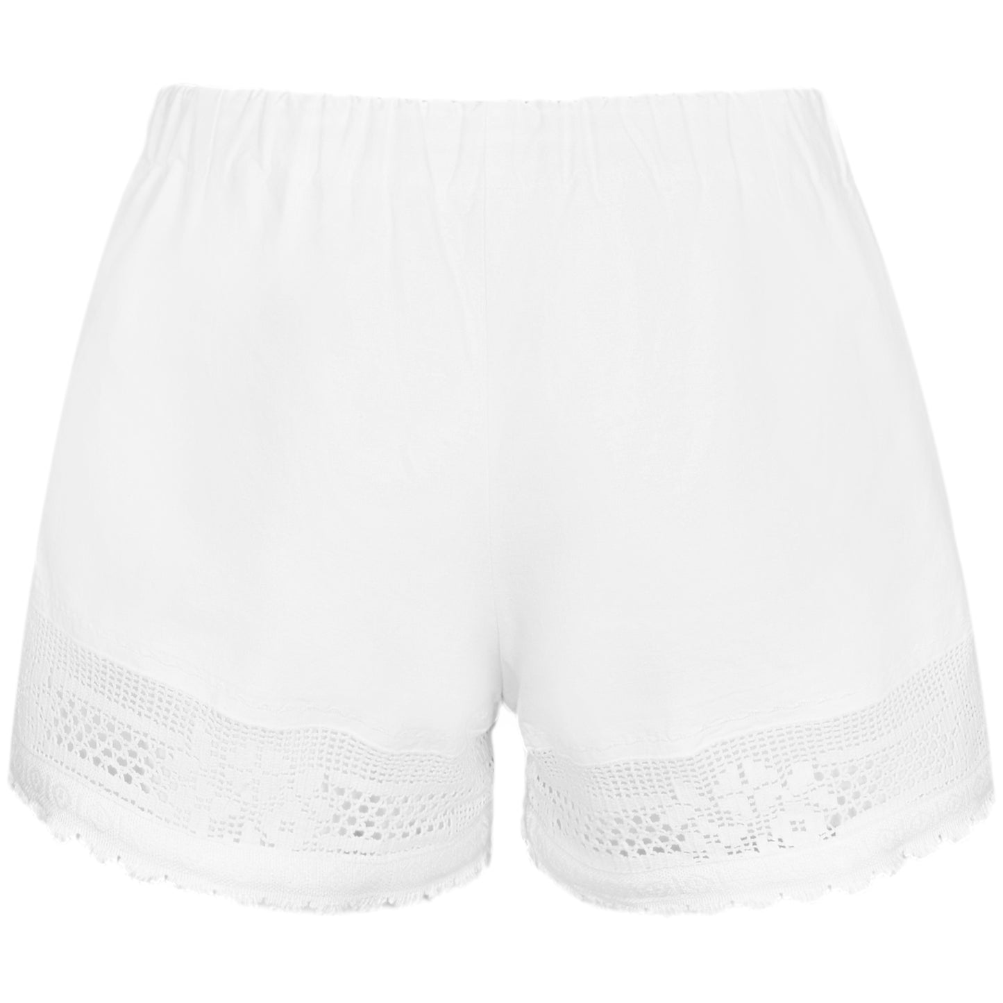 Load image into Gallery viewer, Orsina Cotton Shorts Full White Lace S - Shorts
