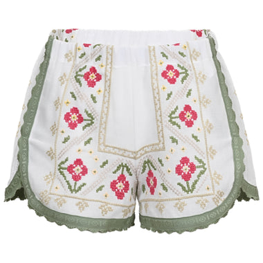 Orsina Cotton Shorts Green Trim Multi Print S - Shorts