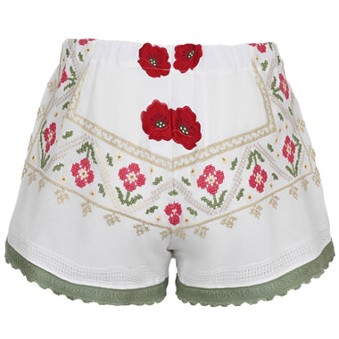 Orsina Cotton Shorts Green Trim Multi Print S - Shorts