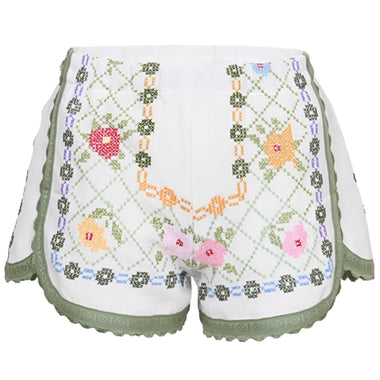 Orsina Cotton Shorts Green Flowing Floral S - Shorts
