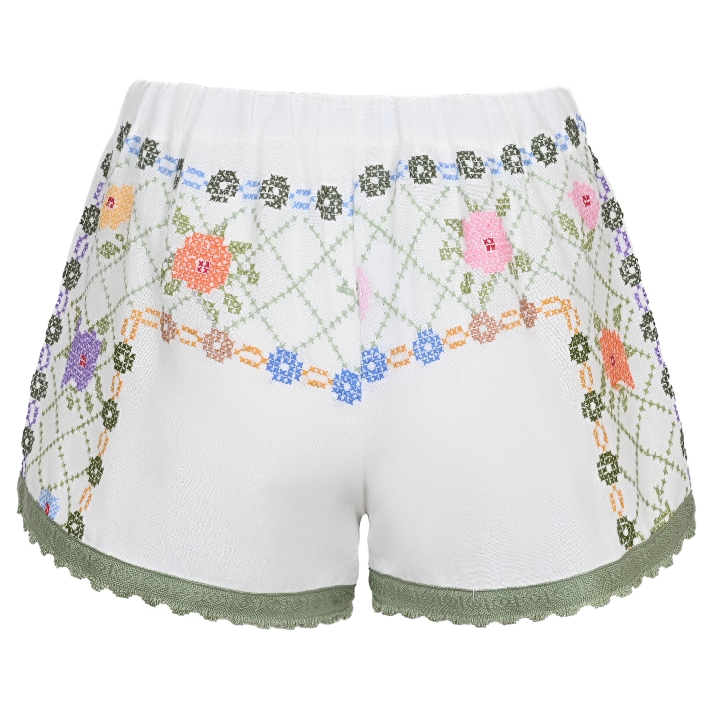 Load image into Gallery viewer, Orsina Cotton Shorts Green Flowing Floral S - Shorts
