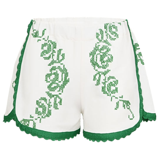 Orsina Cotton Shorts Green Trim Green Print S - Shorts