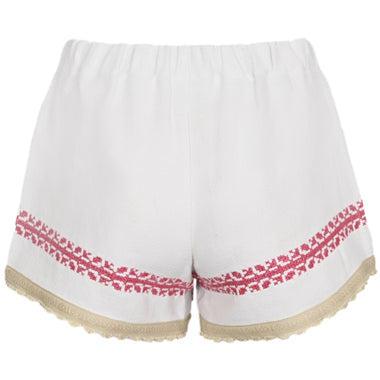 Orsina Cotton Shorts Neutral Base Red Border Style 2 S - Shorts