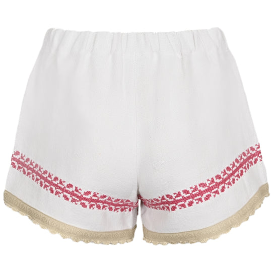 Orsina Cotton Shorts Neutral Base Red Border Style 2 S