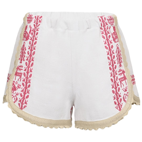 Orsina Cotton Shorts Neutral Base Red Border S - Shorts