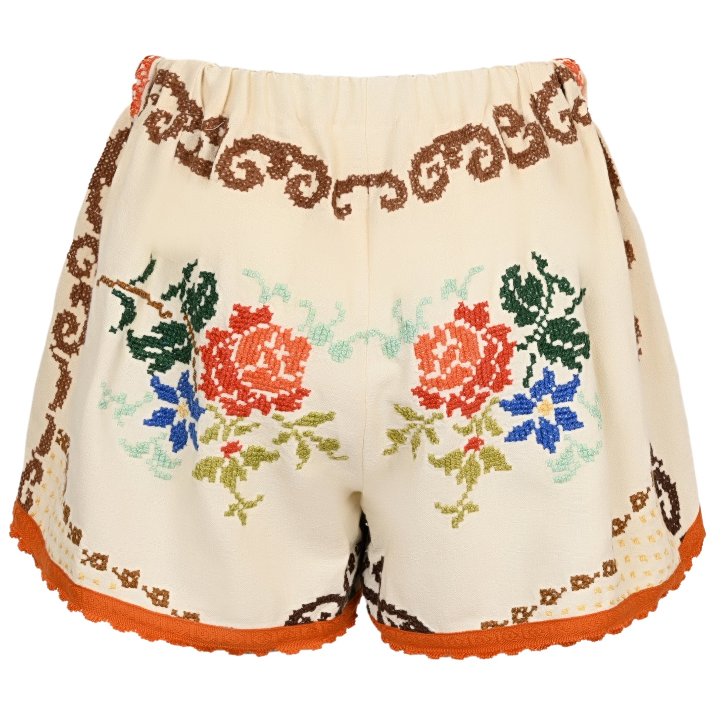 Load image into Gallery viewer, Orsina Cotton Shorts Orange Trim Multi Print L - Shorts
