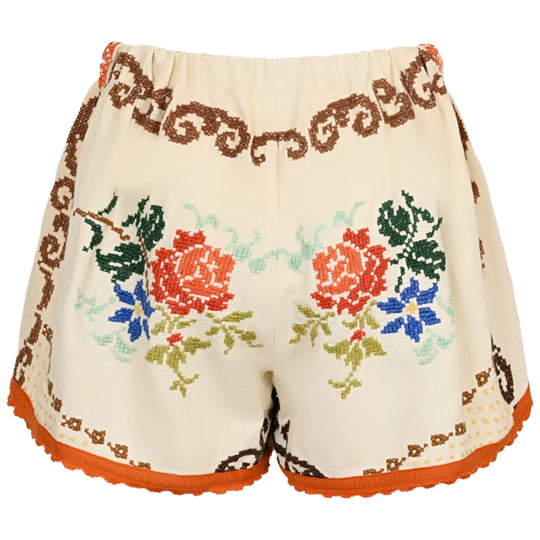 Orsina Cotton Shorts Orange Trim Multi Print L - Shorts
