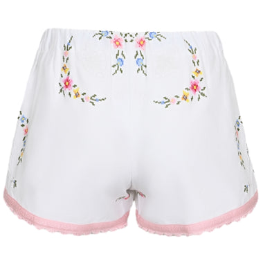Orsina Cotton Shorts Pink Trim with Lace Detail S - Shorts