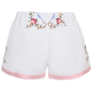 Orsina Cotton Shorts Pastel With White Lace S - Shorts