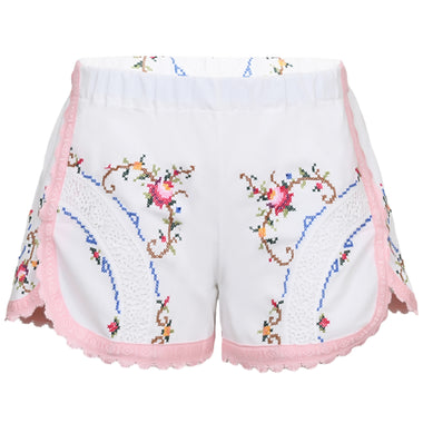Orsina Cotton Shorts Pastel With White Lace S - Shorts