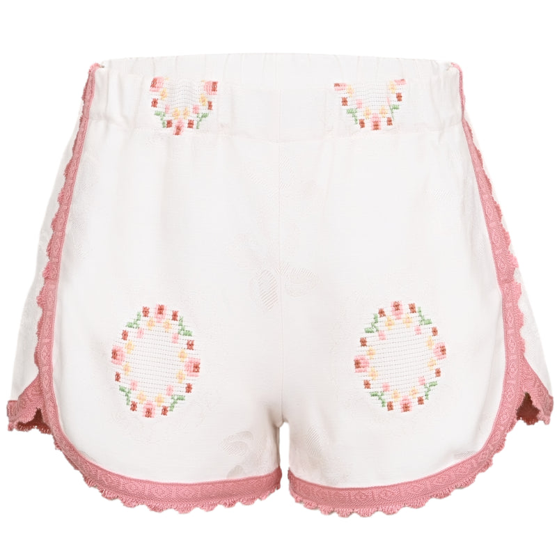 Orsina Cotton Shorts White & Pastel Print S