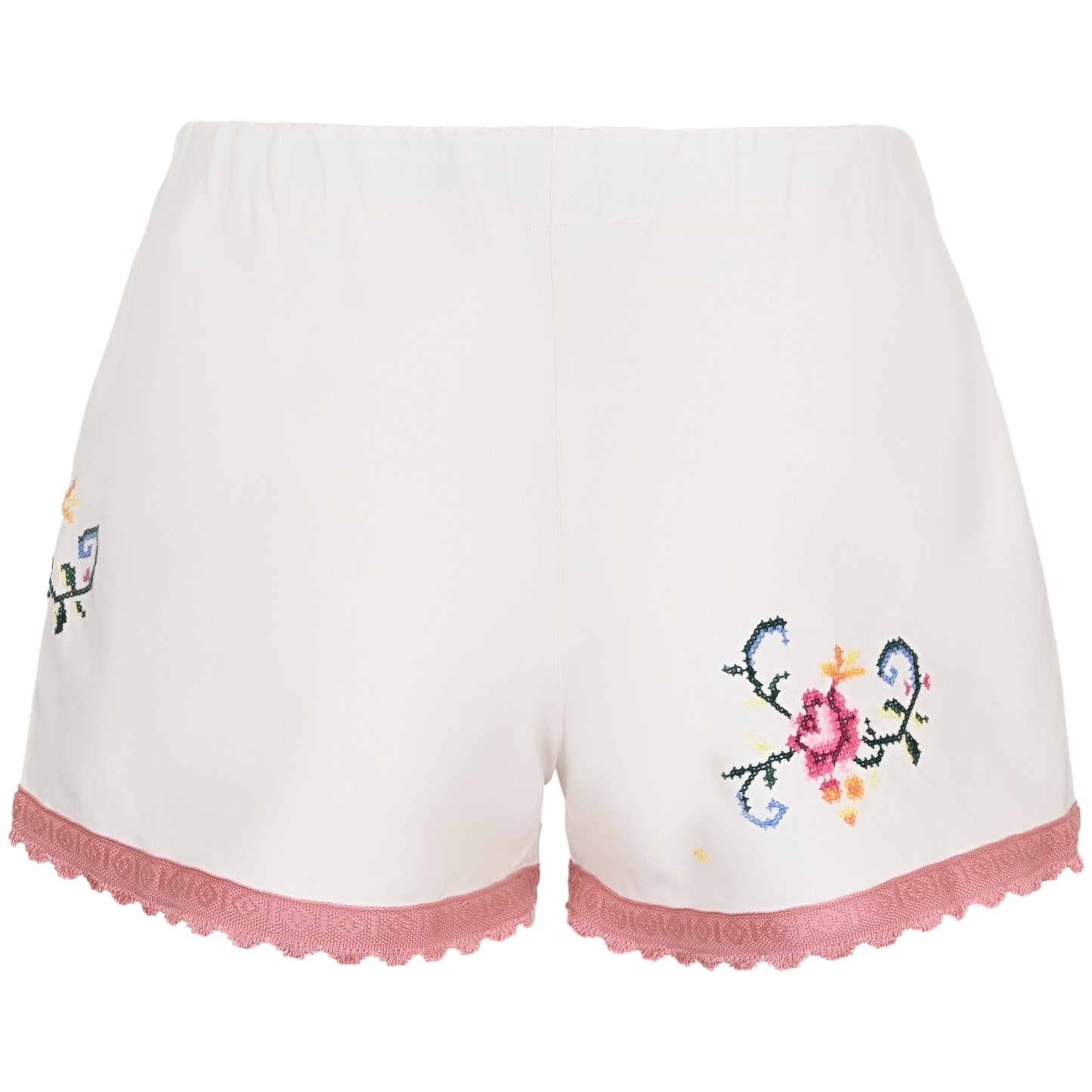 Load image into Gallery viewer, Orsina Cotton Shorts Light Pink Trim Swirls S - Shorts
