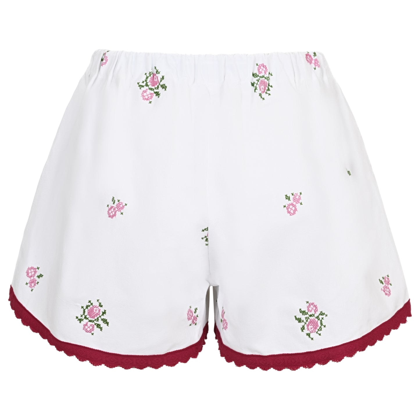 Load image into Gallery viewer, Orsina Cotton Shorts Red Trim Floral Rose L - Shorts
