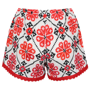 Orsina Cotton Shorts Red & Black Print M - Shorts