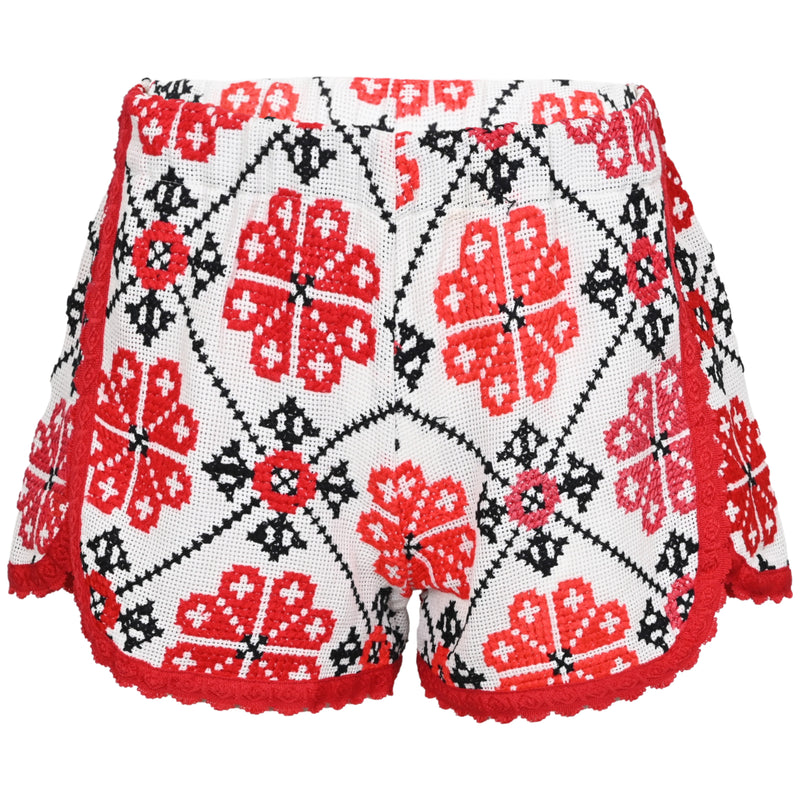 Orsina Cotton Shorts Red & Black Print S