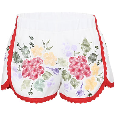 Orsina Cotton Shorts Red Trim Floral Multi S - Shorts