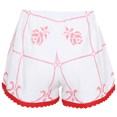 Orsina Cotton Shorts Red Trim With Scallop M - Shorts