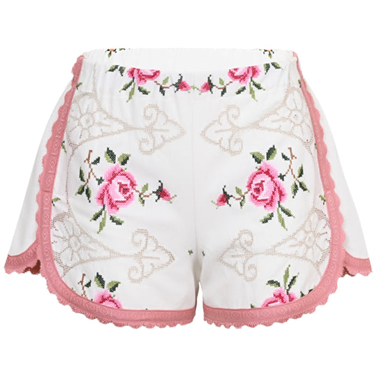 Orsina Cotton Shorts Rose Petal Pink Print S - Shorts